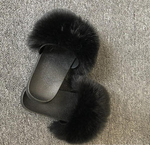 2020 Women Furry Slippers Ladies Shoes Cute Plush Fox Hair Fluffy Sandals Women's Fur Slippers Winter Warm Slippers Women Hot