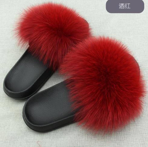 2020 Women Furry Slippers Ladies Shoes Cute Plush Fox Hair Fluffy Sandals Women's Fur Slippers Winter Warm Slippers Women Hot