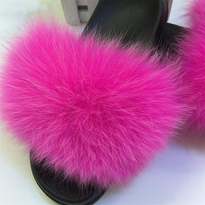 2020 Women Furry Slippers Ladies Shoes Cute Plush Fox Hair Fluffy Sandals Women's Fur Slippers Winter Warm Slippers Women Hot