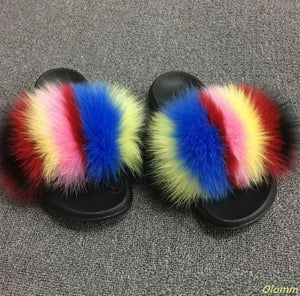 2020 Women Furry Slippers Ladies Shoes Cute Plush Fox Hair Fluffy Sandals Women's Fur Slippers Winter Warm Slippers Women Hot