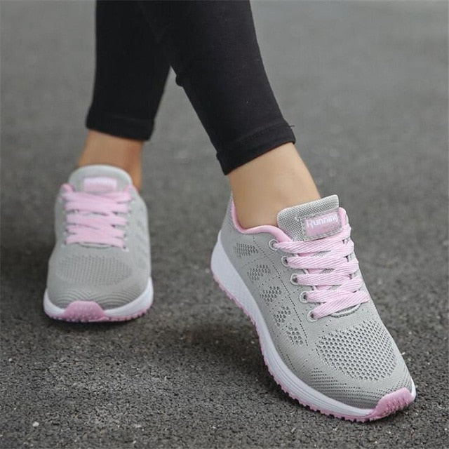 Women Casual Shoes Fashion Breathable Walking Mesh Flat Shoes Woman White Sneakers Women 2019 Tenis Feminino Gym Shoes Sport