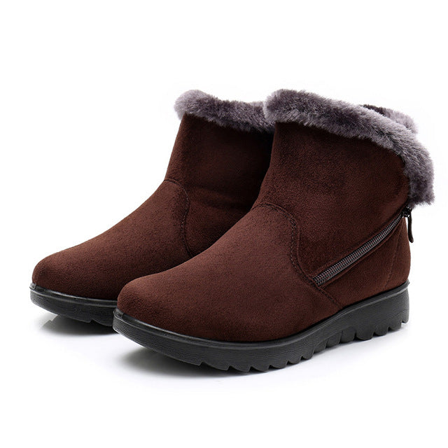 Women Snow Boots Warm Short Fur Plush Winter Ankle Boot Plus Size Platform Ladies Suede Zip Shoes Female Comfort Drop Shipping