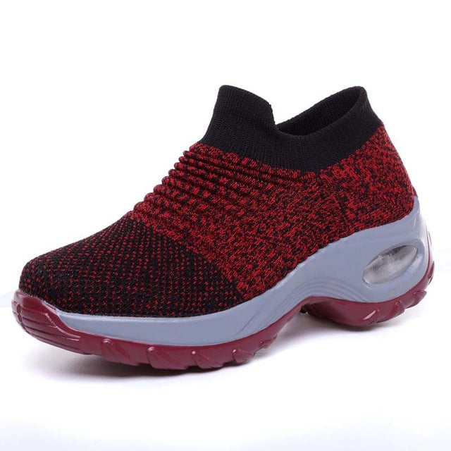 EOFK Fashion Spring Autumn Women Platform Shoes Woman Lady Flats Casual Thick Bottom Black Shoes Sock Slip On Dance Shoes