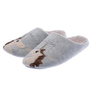 Indoor Warm Women Slippers Cute Animal Fox Unicorn Winter Fur Home Shoe Female Girl Nonslip Memory Foam Cotton House Slippers