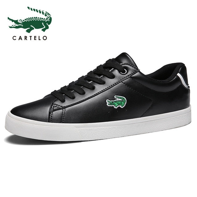 CARTELO 2020 New Casual Shoes Men Leather Flat Shoes Lace-up Low Top Sneakers Tenis Masculino