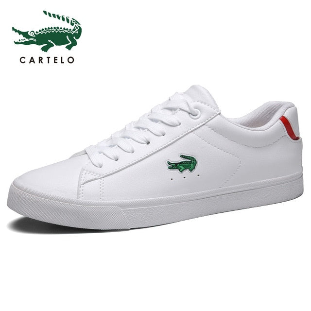 CARTELO 2020 New Casual Shoes Men Leather Flat Shoes Lace-up Low Top Sneakers Tenis Masculino