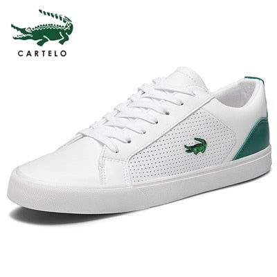 CARTELO 2020 New Casual Shoes Men Leather Flat Shoes Lace-up Low Top Sneakers Tenis Masculino