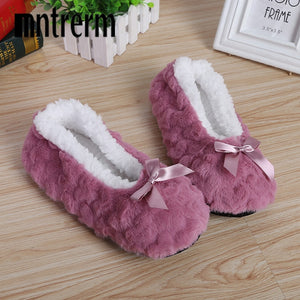 Mntrerm New Cute 2018 Indoor Home Slippers Warm Soft Plush Slippers Non-slip Indoor Fur Slippers Solid Color Cute Women Shoes